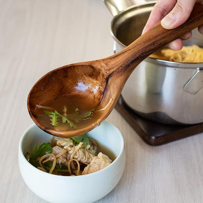 FAAY Short Handle Ladle, Eco Friendly Wooden Kitchen Tool, Hand Carved Unique