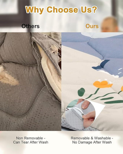 Premium Foam Baby Play Mat 47" x 47" – Removable & Machine Washable Cover, Extra Thick Padding Playpen Mat, Non-Slip Crawling Mat, Easy to Clean for Infants, Toddlers & Babies