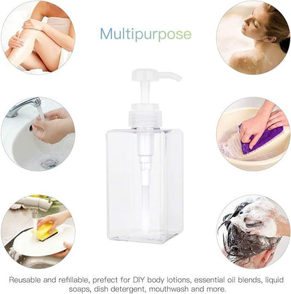 Pump Bottle, Refillable Plastic Empty Lotion Soap Dispenser Liquid Container