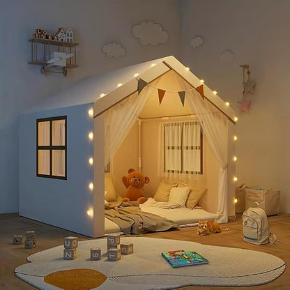 Kids Tent, Large Tent for Kids with Mat & Star LED Lights,Toddler Toys for Boys & Girls,Indoor Outdoor Teepee Tents for Boys Girls,47 x 40 x 50,White