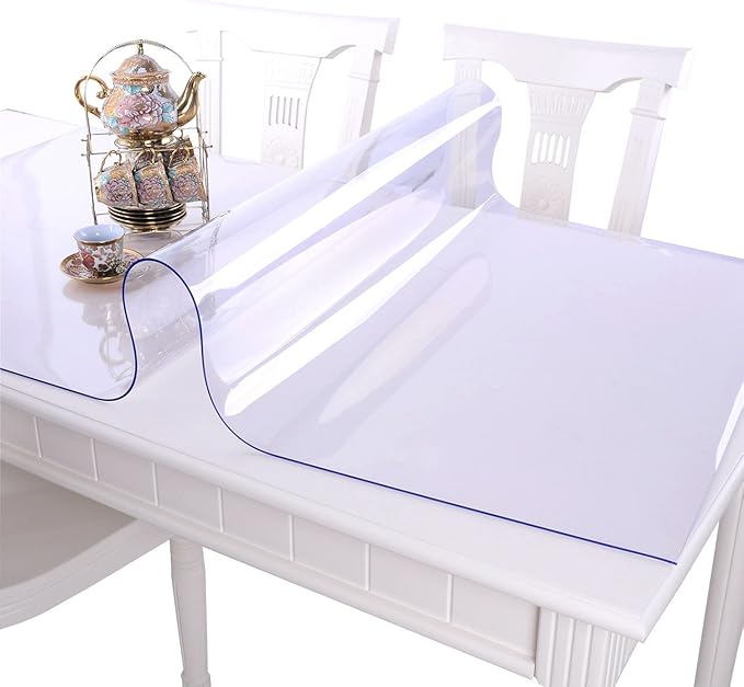 NECAUX Custom 18 x 47.3 Inch Clear Desk Cover Protector, 1.5mm Thick Plastic Pad, Clear Table Cover for Coffee Table, Media Stand