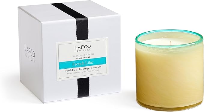 LAFCO New York Signature Candle, French Lilac - 15.5 oz - 90-Hour Burn Time - Reusable, Hand Blown Glass Vessel - Made in The USA