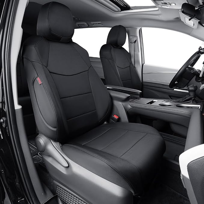 EKR Sienna Seat Covers for 2011-2020 Toyota Sienna XLE,Limited,Limited Premium,7 Seats,2nd Row Captain Seats W/Legrest,Seat Covers for SUV,Automotive Seat Cover Full Set-Three Row,Neoprene (Black)