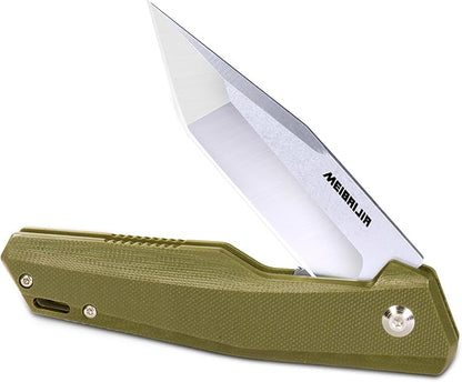 Pocket Knife D2 Blade Folding Knife with G10 Handle, Smooth Flipping Action EDC Knife with Ball Bearing for Hiking Camping Outdoor, Gifts for Men