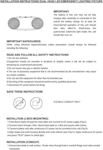 6 Packs Emergency Lights for Business, with Battery Backup,Hard Wired, UL 924 Certified,AC 120/277V,Two Head Adjustable LED Emergency Lighting.
