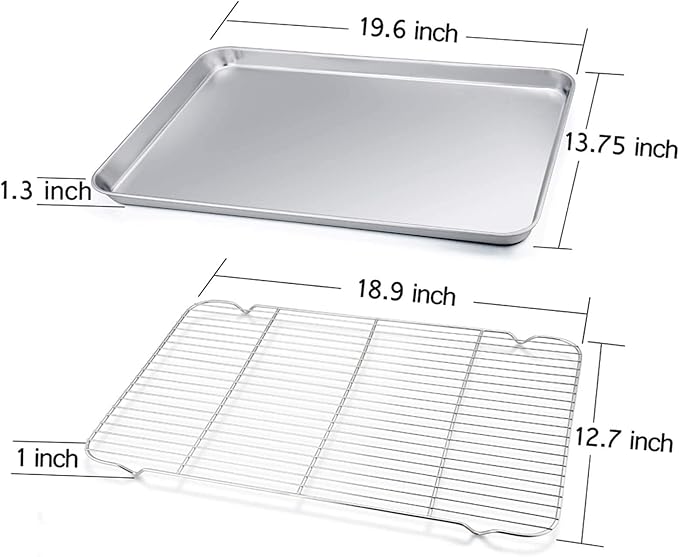 TeamFar Baking Sheet with Cooling Rack, Stainless Steel Half Size Cookie Sheet