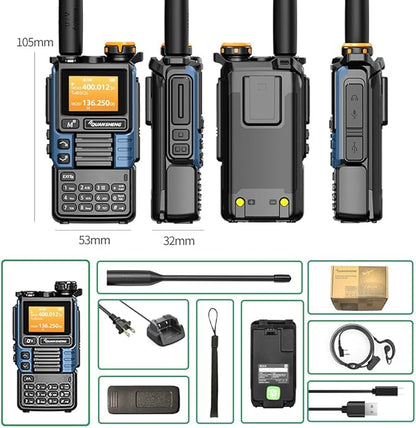 UVK5(99) AM/FM/DTMF Walkie-Talkie 200CH 20-1000MHZ Walkie-Talkie NOAA Weather Forecast with Flash Copy Frequency Tpye-C LCD Display for Hiking Camping Travel Two-Way Radio (Red)