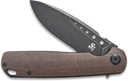 Sitivien ST131 Folding Knife,D2 Blade Micarta Handle EDC Tool Knife with Liner Lock for Outdoor Camping Hiking Fishing(Brown)