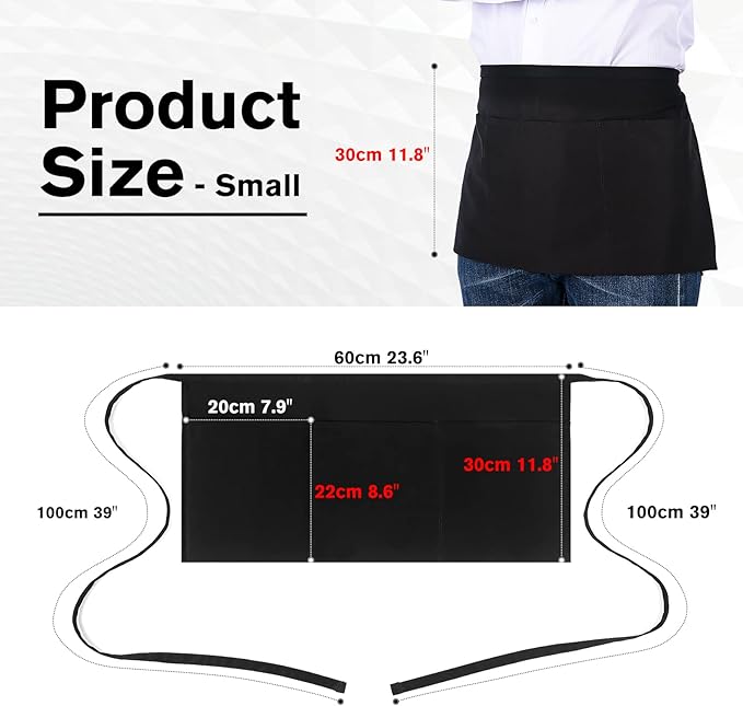 Jubatus 3 Pack 100% Cotton Server Apron