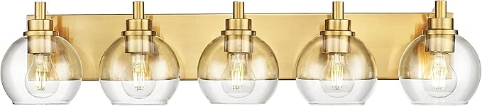 METWET Bathroom Light Fixtures, 5 Light Brushed Gold Vanity Light, 32 Inch
