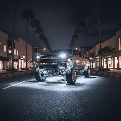 YONEDA 16 Pods White Rock Lights 6000K Pure White LED Underglow Lights IP68 Waterproof for Trucks SUV UTV ATV RZR Car Boats Motorcycle with 39.37ft Extension Wire