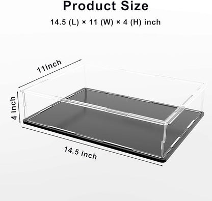 Display Case for Book & Stamps, Flat Acrylic Box for showcaseing Coins, Cards, Photos, Album, Jewellery, Books and Collectibles 14.5 (L) × 11 (W) × 4 (H) inch
