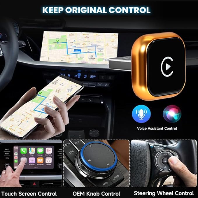 Wireless CarPlay & Android Auto Adapter for Hyundai Elantra 2017-2024,Ultra Mini Dongle Converts Easy Setup Plug and Play,Black