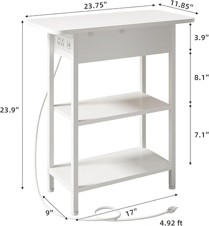 LIDYUK End Table with Charging Station, Nightstands Set of 2