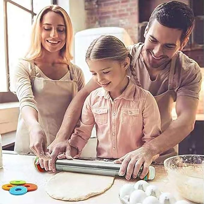 Adjustable Rolling Pin with Thickness Rings