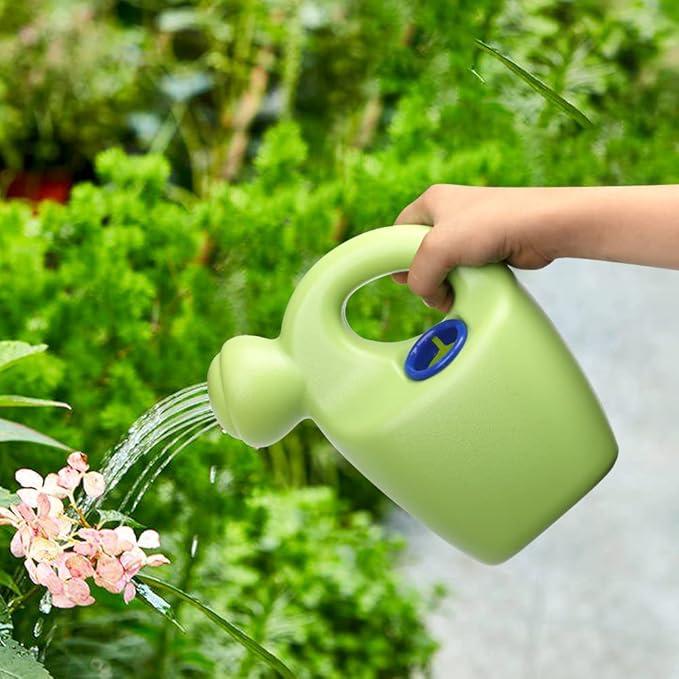 Beach Sand Watering Can Toy for Kids, Havy Duty Plastic Water Can for Garden Beach Bath Play Time, Water Can Garden Sandbox Tools for Boys Girls, 2PCS - Blue Green