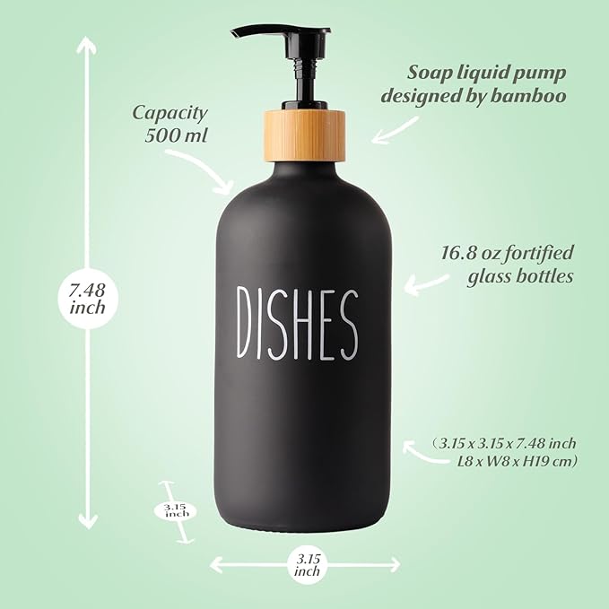 LOOCHICA 2 Pack Glass Soap Dispenser Set