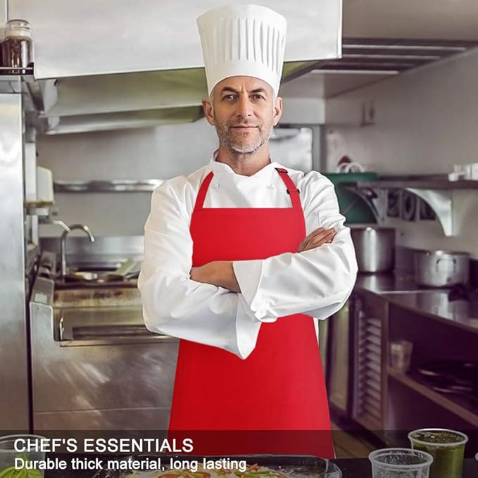 Jubatus 1 Pack Bib Aprons with 2 Pockets Cooking Chef Kitchen Apron