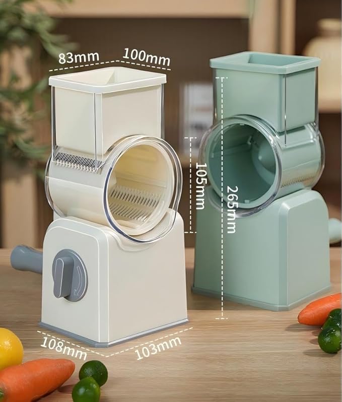 Rotary Cheese Grater with Hand Crank, and Grating Cheese, Vegetables, and Fruit