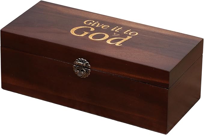 Generic Prayer Box, with Double Sided Cards, Engraved Gold Lettering, Designed Interior, Brown, xinke 3