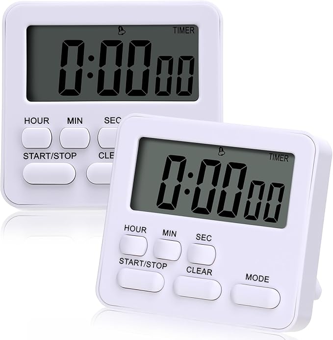 Leumoi 2 Pcs Digital Kitchen Timer 24 Hour Clock and Alarm Function Timer