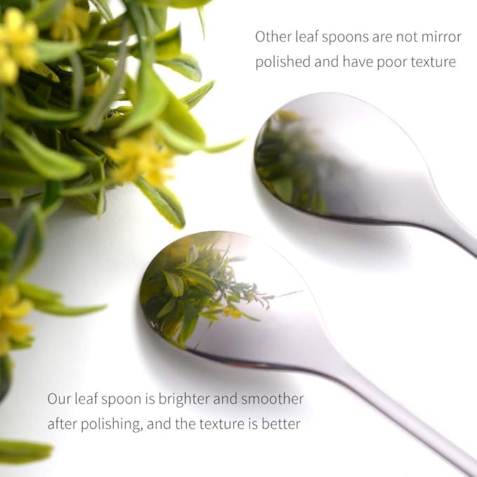 AnSaw Elegant Silver Leaf Coffee Spoons