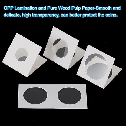 PATIKIL 2x2 Coin Flips, 350 Pack 23mm Cardboard Coin Holder Paper Coin Holders for Coin Collection Supplies Collector, White