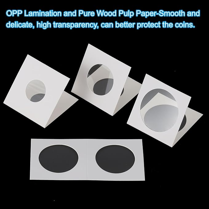 PATIKIL 2x2 Coin Flips, 350 Pack 27.5mm Cardboard Coin Holder Paper Coin Holders for Coin Collection Supplies Collector, White