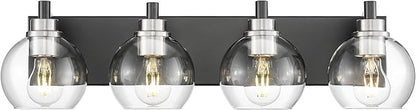 METWET Bathroom Light Fixtures, 4-Light Black and Brushed Nickel Bathroom
