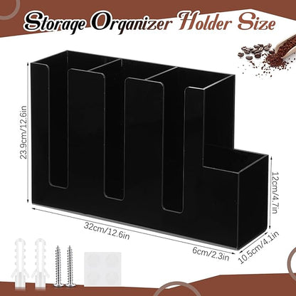 Cunhill 4 Compartments Acrylic Coffee Cup and Lid Storage Organizer Holder