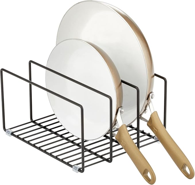 mDesign Metal Pan Organizer for Kitchen Cabinet, Pantry Shelf