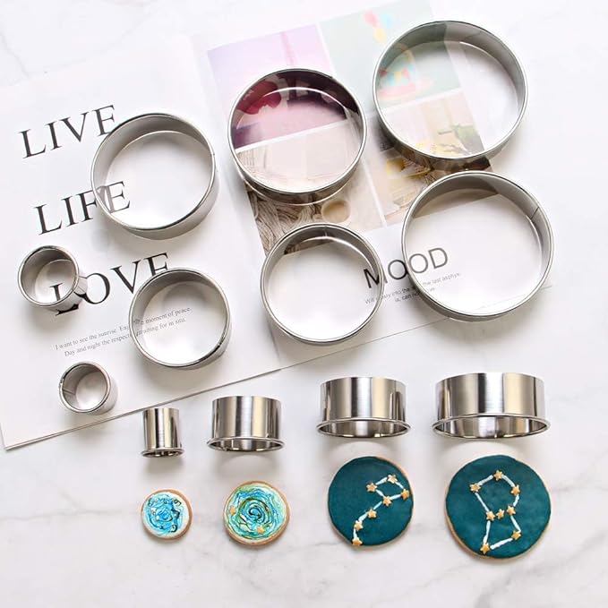 12 Piece Round Cookie Cutters Set, Donut Cutter Set, Stainless Steel Circle
