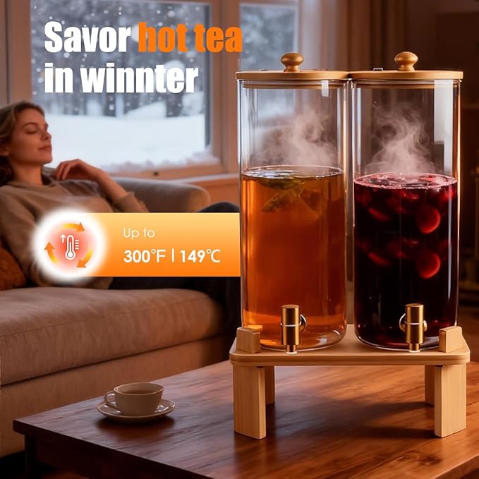 2 Gallon 2 Pack large Glass Drink dispenser