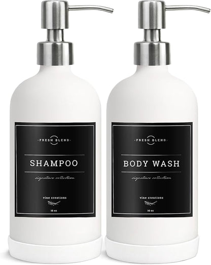 Vine Creations White Glass Soap Dispenser, 2 Pack Kitchen Soap Dispenser Set