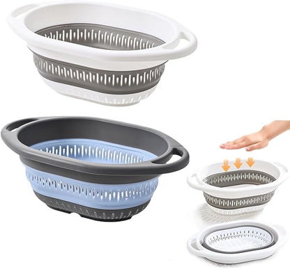 2-Pack Collapsible Silicone Colander Strainer, Foldable Kitchen Sink Basket