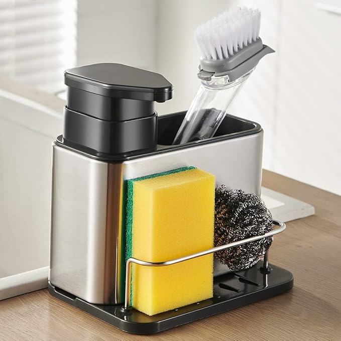 Dish Soap Dispenser 3-in-1 Sponge Holder