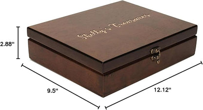WE Games Custom Engraved Wooden Treasure Box with Lid & Brass Latch - Walnut Finish