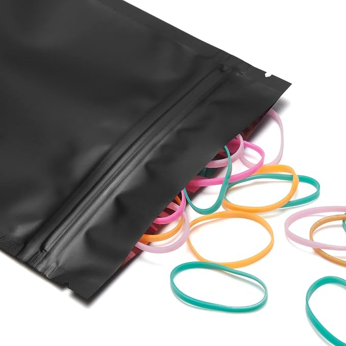 100 Pack Smell Proof Mylar Bags for Food Storage - 3 x 4.5 Inch Resealable Packaging Pouch Bags Matte Black