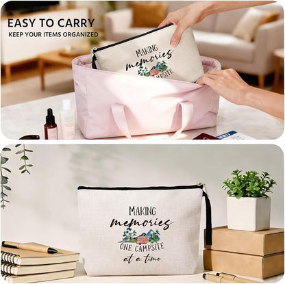 Jztco Camping Gifts for Women - Funny Travel Toiletry Bag for Graduation Gifts, Sister, Bestie, Best Friend BBF - Making Memories One Campsite At A Time