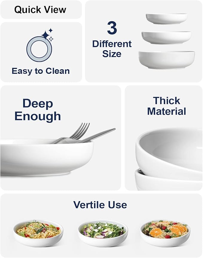 LE TAUCI Pasta Bowls 32 oz, Salad Bowls Set