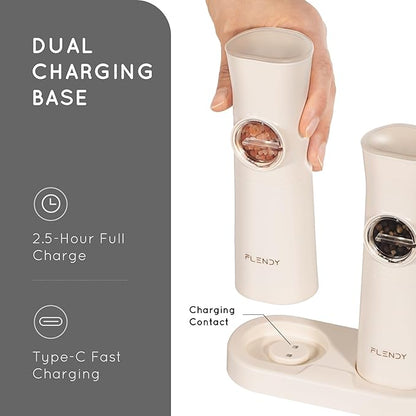 Flendy Gravity Electric Salt and Pepper Grinder Set Rechargeable, Automatic