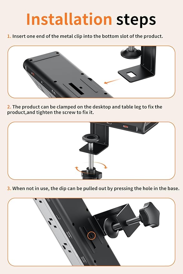 10 FT Desk Clamp Power Strip