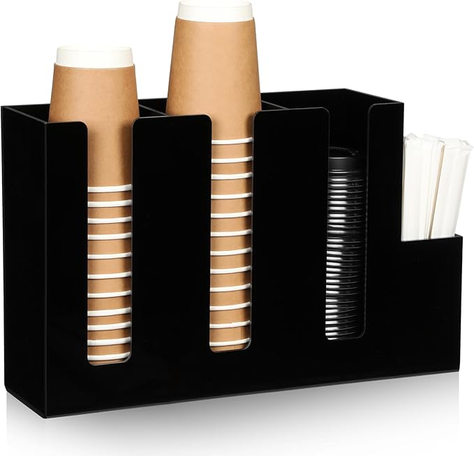 Cunhill 4 Compartments Acrylic Coffee Cup and Lid Storage Organizer Holder