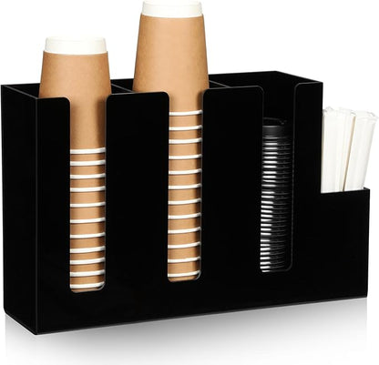 Cunhill 4 Compartments Acrylic Coffee Cup and Lid Storage Organizer Holder