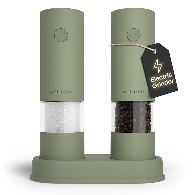 LARS NYSØM Electric Salt and Pepper Grinder Set I Automatic Salt and Pepper