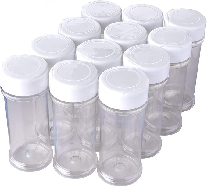 12 Pack of 6 Oz. Empty Clear Plastic Spice Bottles