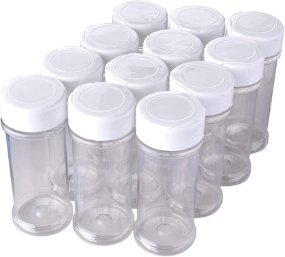 12 Pack of 6 Oz. Empty Clear Plastic Spice Bottles
