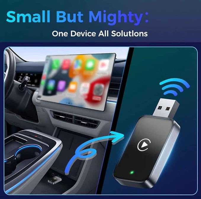 Wireless Carplay Adapter for ROX 01 2023 2024 2025, Plug and Play Car Play Wireless Adapter, 2 in 1 CarPlay Accessories, Auto Reconnect,Normal-C-USB+Type-c Extension Cable