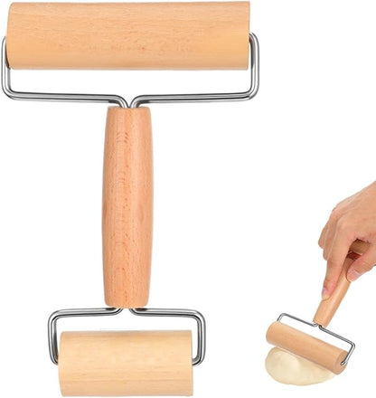 JJUNW Small Rolling Pin, Pizza Dough Roller, Non Stick Wood Pastry Roller