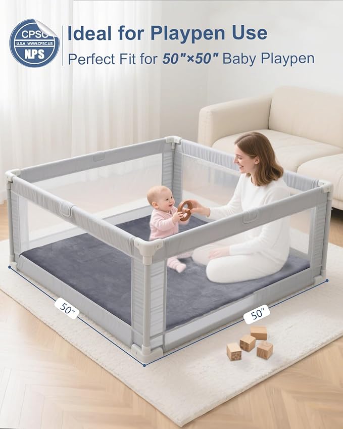 SEPARO Thick Baby Play Mat for Floor,50 x 50 Playpen Mat,Tummy Time Foam Mats,Ultra Soft Support & Plush Feel,Easy Care with Non-Slip Cushioned for Infant,Kids and Toddler Crawling, Dark Grey